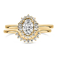 Halo Bridal Set with .70 Carat TW of Diamonds 14kt Yellow Gold