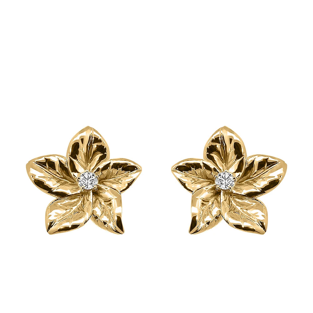 Harmony Flower Earrings with .08 Carat TW of Diamonds 10kt Yellow Gold