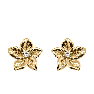 Harmony Flower Earrings with .08 Carat TW of Diamonds in 10kt Yellow Gold