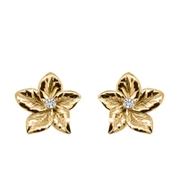 Harmony Flower Earrings with .08 Carat TW of Diamonds 10kt Yellow Gold