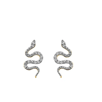 Esme Snake Earrings with .10 Carat TW of Diamonds 10kt Yellow Gold