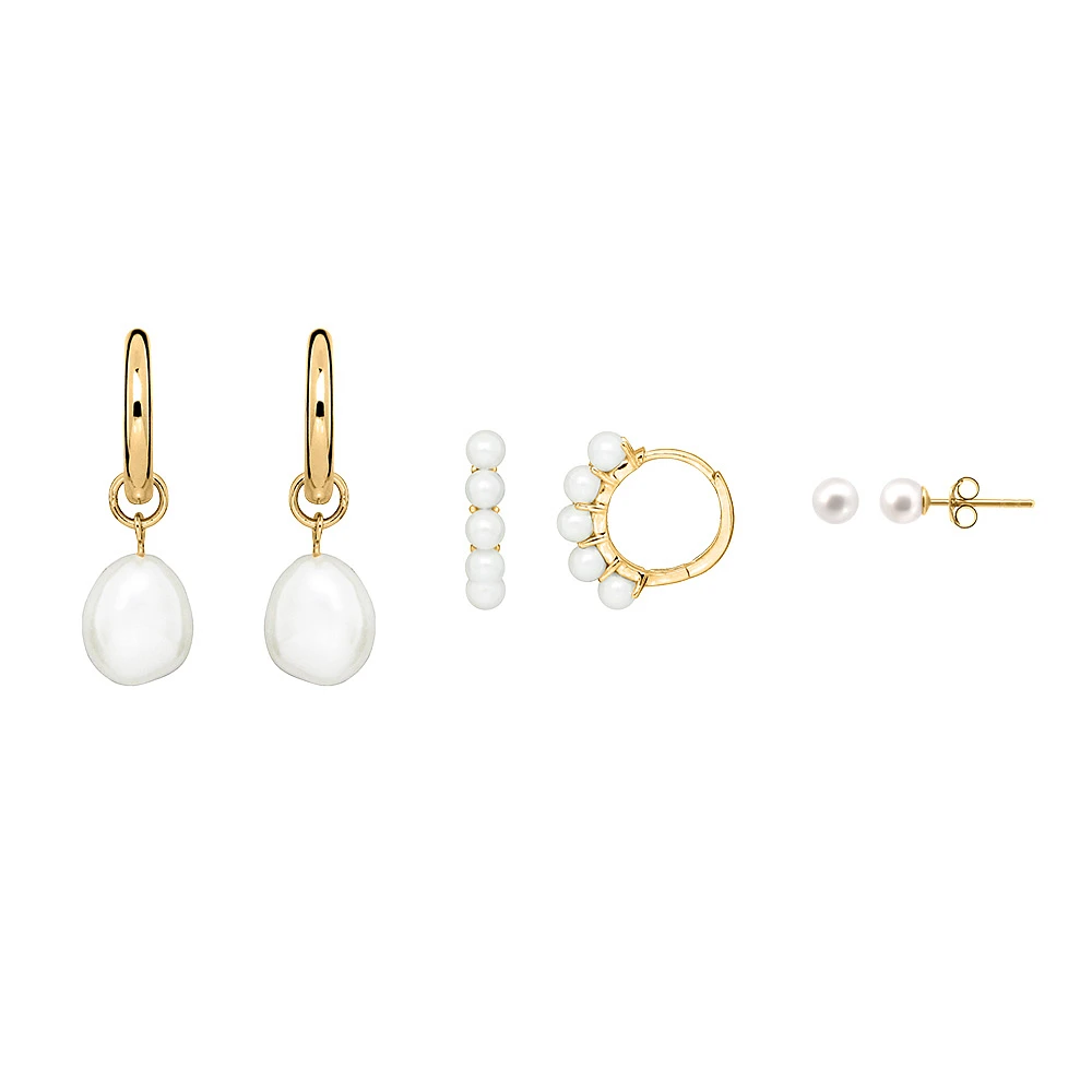 Start Your Stack Earring Edition with Pearls Gold Plated Sterling Silver