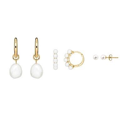 Start Your Stack Earring Edition with Pearls Gold Plated Sterling Silver