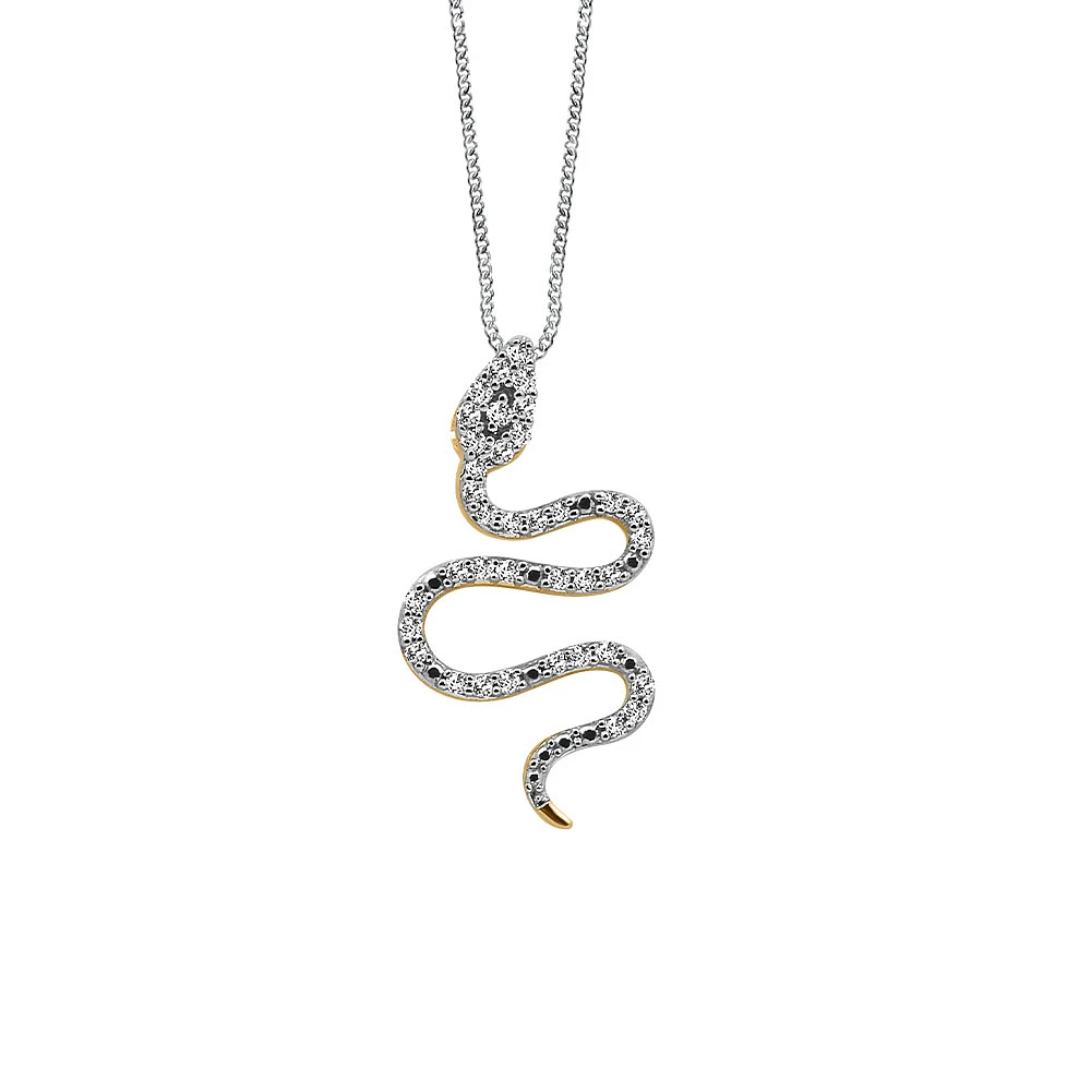 Esme Snake Pendant with .15 Carat TW of Diamonds 10kt Yellow Gold Chain