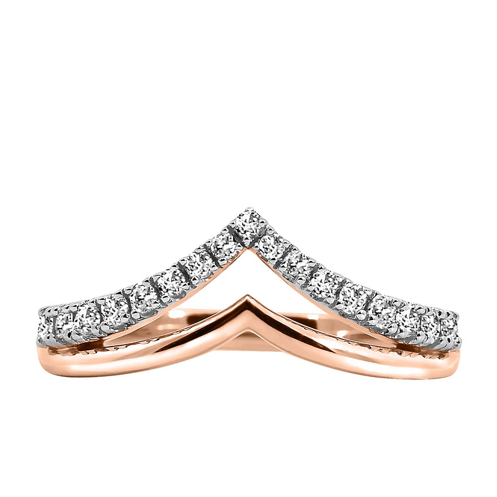 Duo Chevron Ring with .25 Carat TW of Diamonds 10kt Rose Gold