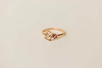 Ring with 7X5MM Emerald Cut Morganite, Pink Tourmaline and White Topaz in 10kt Rose Gold