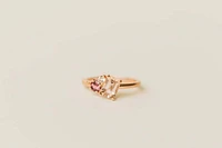Ring with 7X5MM Emerald Cut Morganite, Pink Tourmaline and White Topaz in 10kt Rose Gold