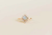 Ring with 6X6MM Princess Cut Labradorite and White Topaz in 10kt Rose Gold