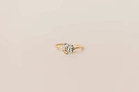 Ring with 6X4MM Oval Blue Topaz, Round Aquamarine and Blue Topaz in 10kt Yellow Gold
