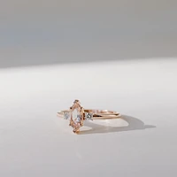 Ring with 8X4MM Marquise Morganite and .08 Carat TW of Diamonds 14kt Rose Gold