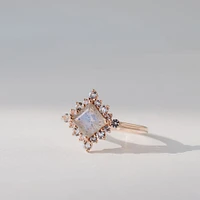 Ring with 6X6MM Princess Cut Labradorite and White Topaz 10kt Rose Gold