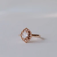 Ring with 8X6MM Oval Morganite and .08 Carat TW of Diamonds 10kt Rose Gold