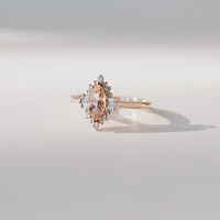 Ring with 8X4MM Marquise Morganite and .15 Carat TW of Diamonds 14kt Rose Gold