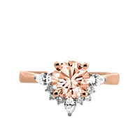 Ring with 7MM Round Morganite and .25 Carat TW of Diamonds 14kt Rose Gold