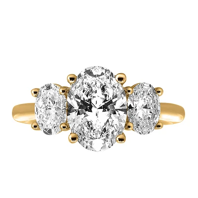 Oval Trinity Engagement Ring with 3.00 Carat TW of Lab Created Diamonds 14kt Yellow Gold