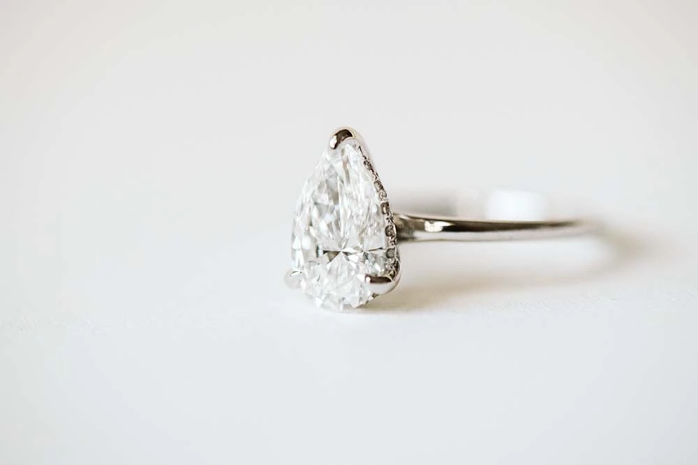 Pear Engagement Ring with 2.14 Carat TW of Lab Created Diamonds in 14kt White Gold