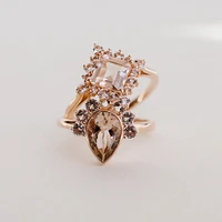 Ring with 6MM Morganite and White Topaz 10kt Rose Gold