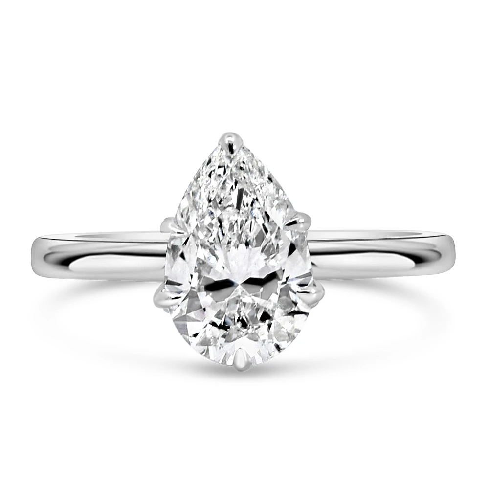 Pear Engagement Ring with 2.14 Carat TW of Lab Created Diamonds in 14kt White Gold