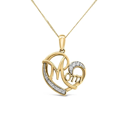 Mom Pendant with .14 Carat TW of Diamonds in 10kt Yellow Gold with Chain