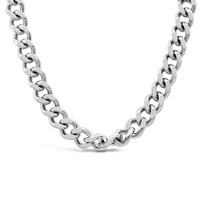 15″-17.5″ 9.5MM Athena Curb Necklace Sterling Silver