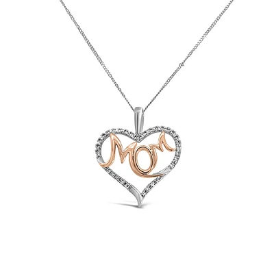 Mom Pendant with .08 Carat TW of Diamonds 10kt White and Rose Gold