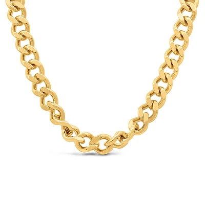 15″-17.5″ 9.5MM Athena Curb Necklace Gold Vermeil Sterling Silver