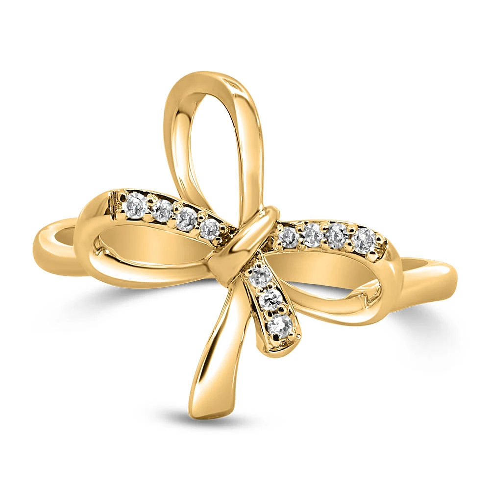 Diamond Double Bow Ring with .60 Carat TW 10kt Yellow Gold