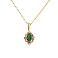 5X3MM Pendant with Emerald and .09 Carat TW of Diamonds 10kt Yellow Gold