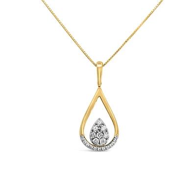 Teardrop Pendant with .25 Carat TW of Diamonds in 10kt Yellow Gold with Chain