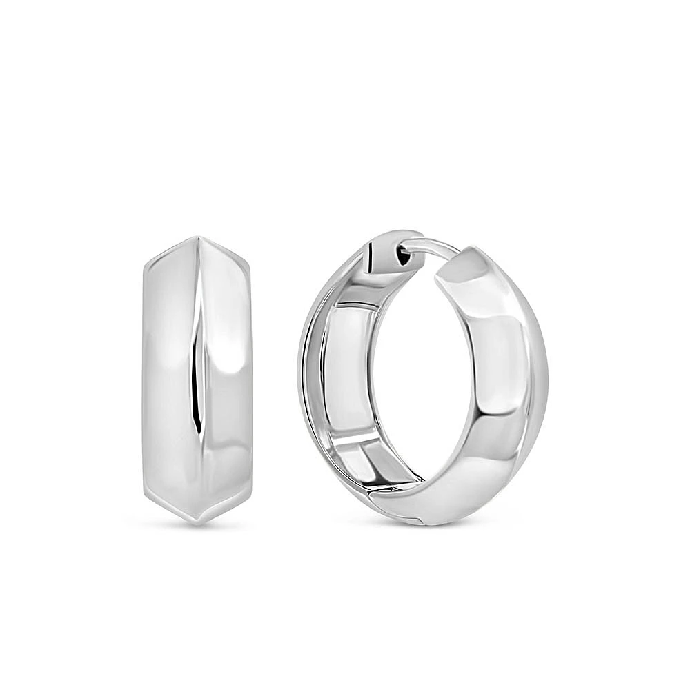 8MM Adeline Edge Hoop Earrings Sterling Silver