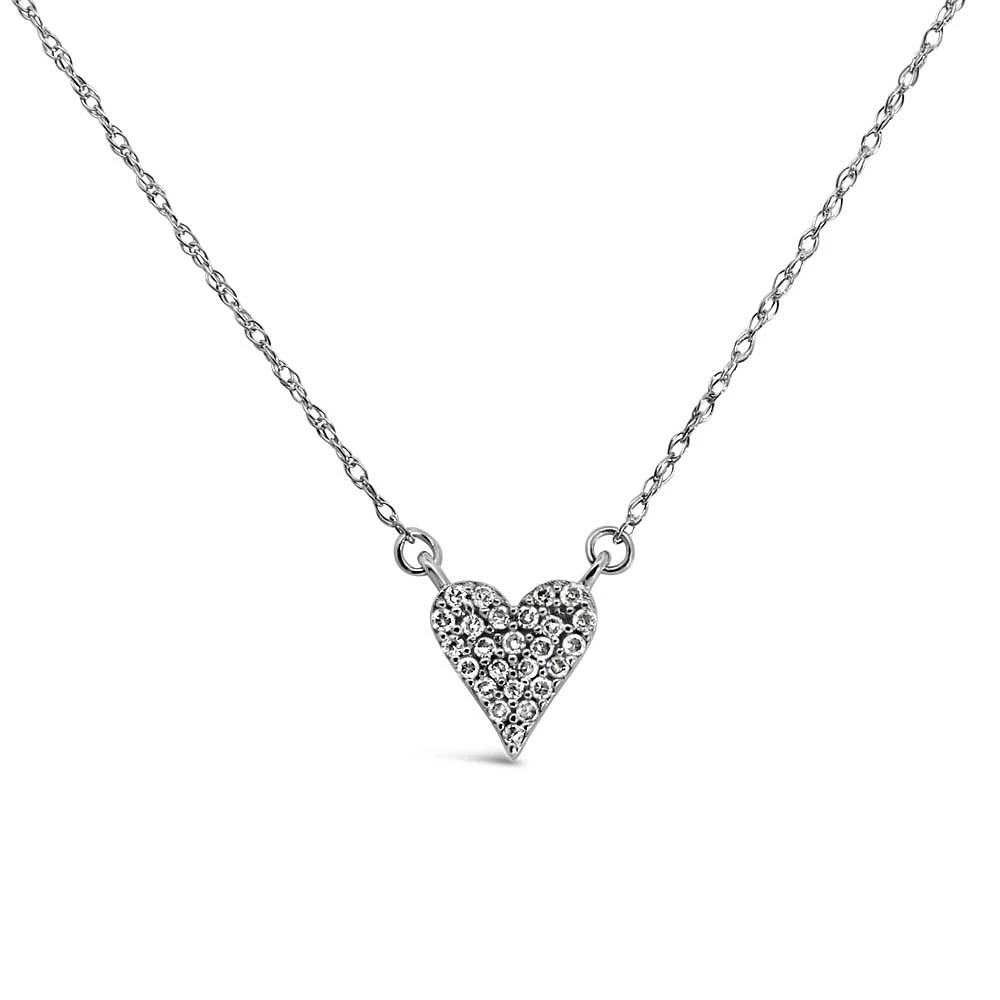 Pave Heart Necklace with .10 Carat TW of Diamonds 10kt White Gold