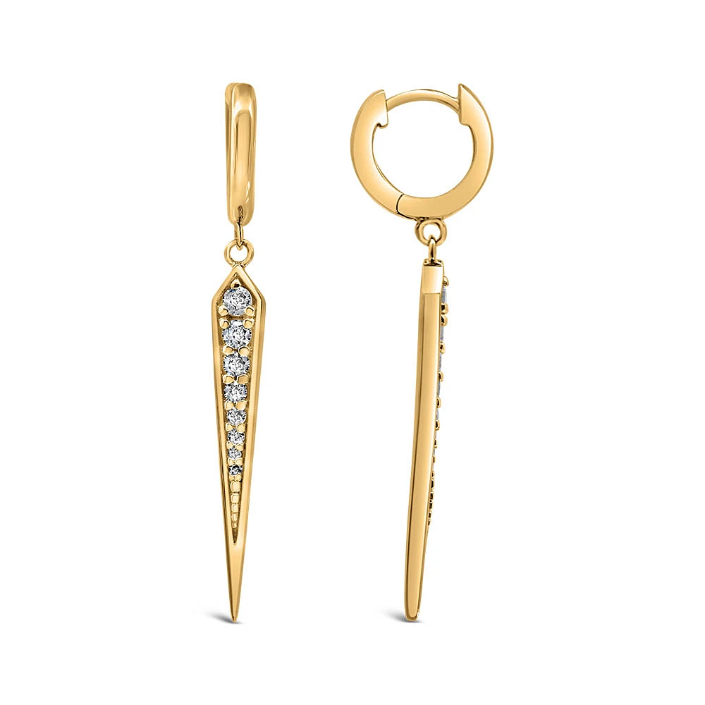 Graduated Drop Earrings with Cubic Zirconia in Gold Plated Sterling Silver