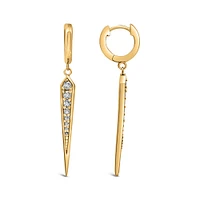 Graduated Drop Earrings with Cubic Zirconia in Gold Plated Sterling Silver