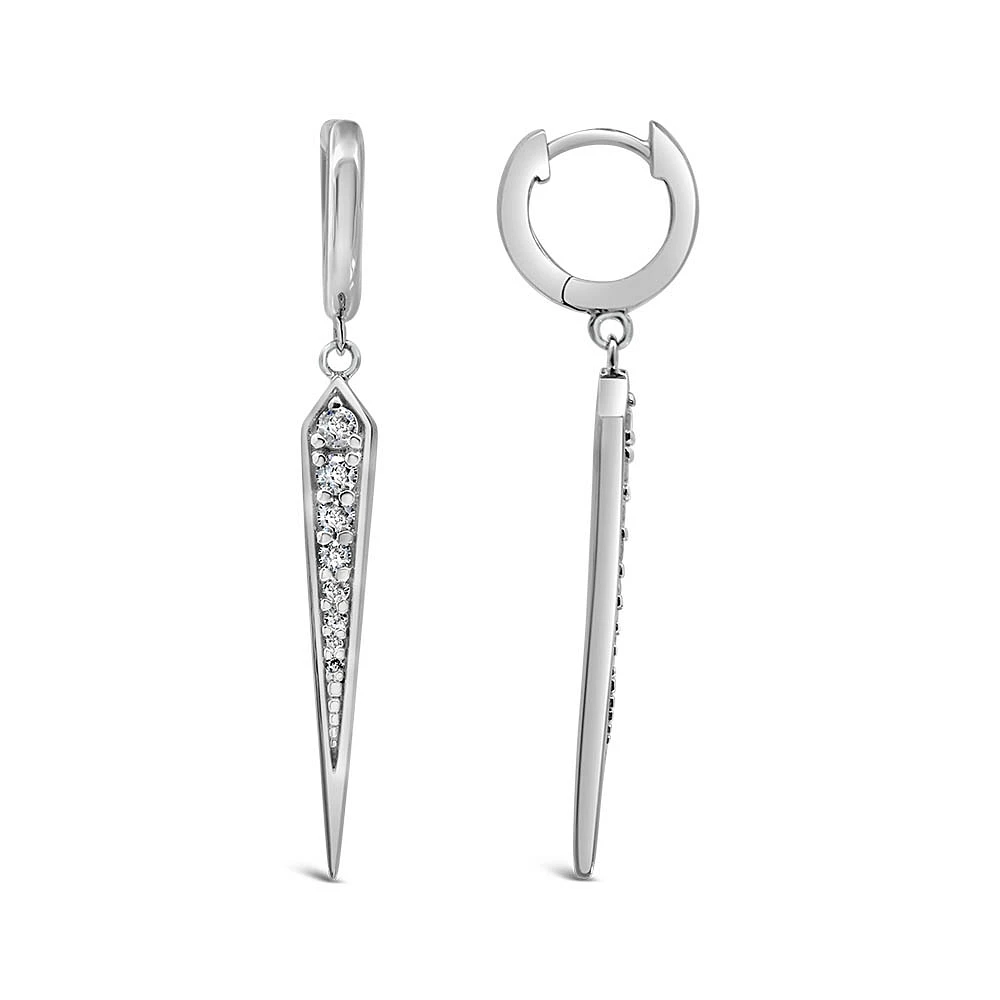 Graduated Drop Earrings with Cubic Zirconia Sterling Silver