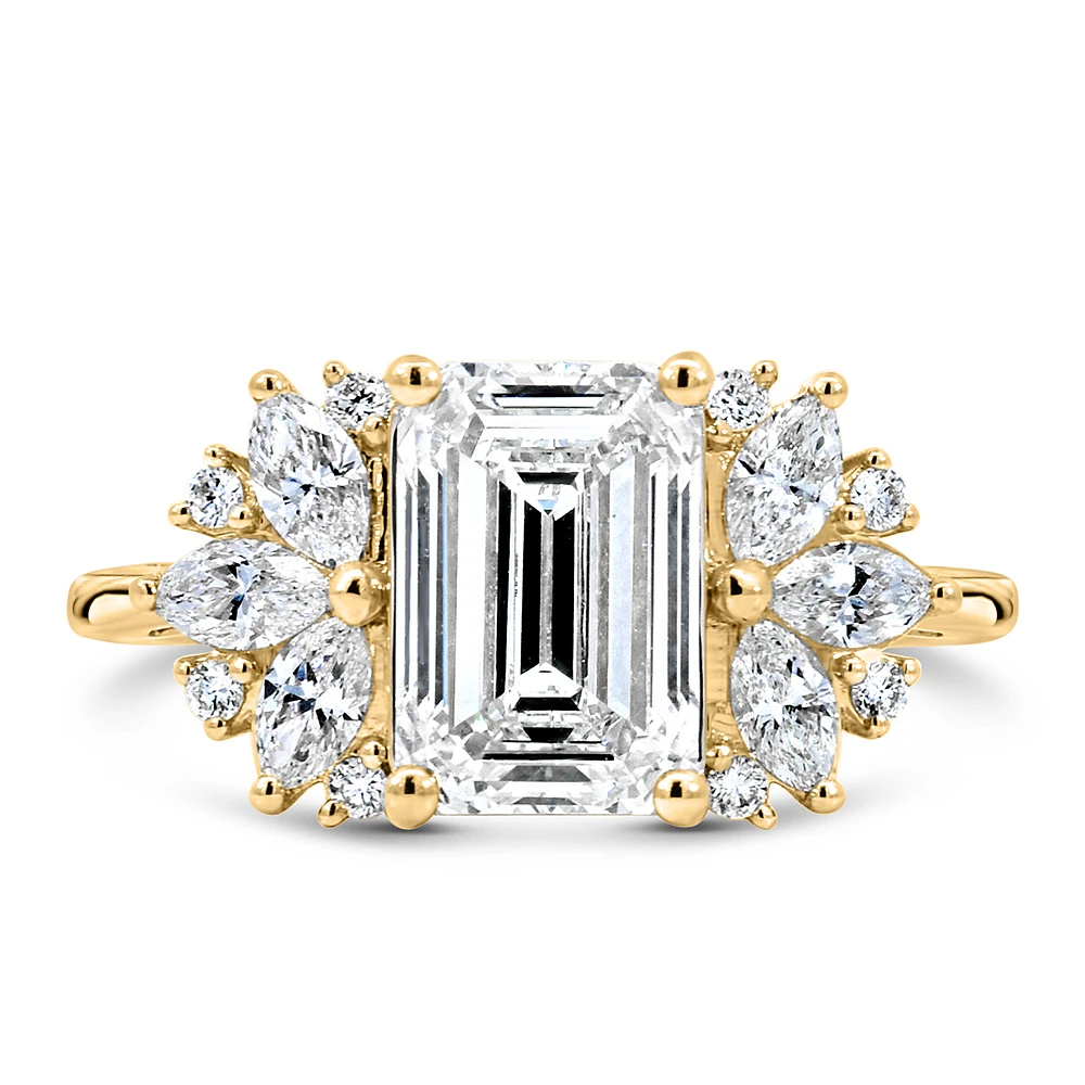 Emerald Cut Engagement Ring with 3.10 Carat TW of Lab Created Diamonds 14kt Yellow Gold