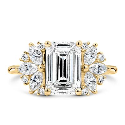 Emerald Cut Engagement Ring with 3.10 Carat TW of Lab Created Diamonds 14kt Yellow Gold