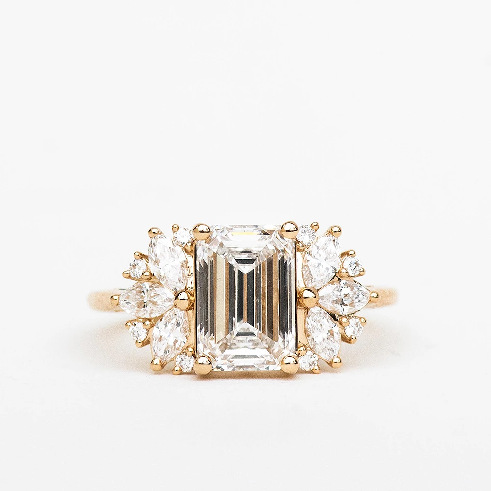 Emerald Cut Engagement Ring with 3.10 Carat TW of Lab Created Diamonds 14kt Yellow Gold