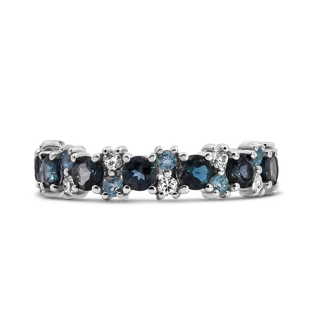 Ring with Swiss Blue Topaz, London Topaz and White Sapphire 10kt Gold