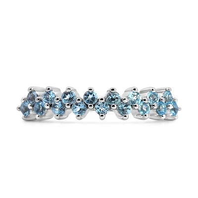 Stackable Ring with Swiss Blue Topaz in 10kt White Gold