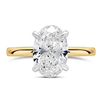 Oval Solitaire Engagement Ring with 3.00 Carat Lab Created Diamond in 14kt Yellow Gold