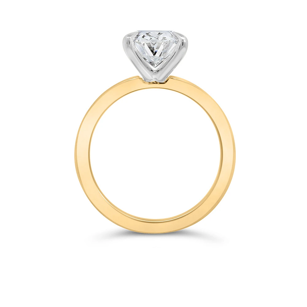 Oval Solitaire Engagement Ring with 3.00 Carat Lab Created Diamond 14kt Yellow Gold