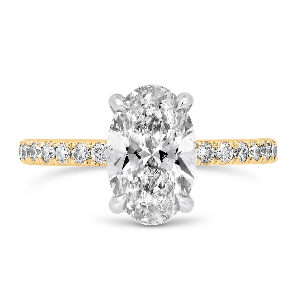 Oval Solitaire Engagement Ring with Carat TW of Lab Created Diamonds in 14kt Yellow Gold