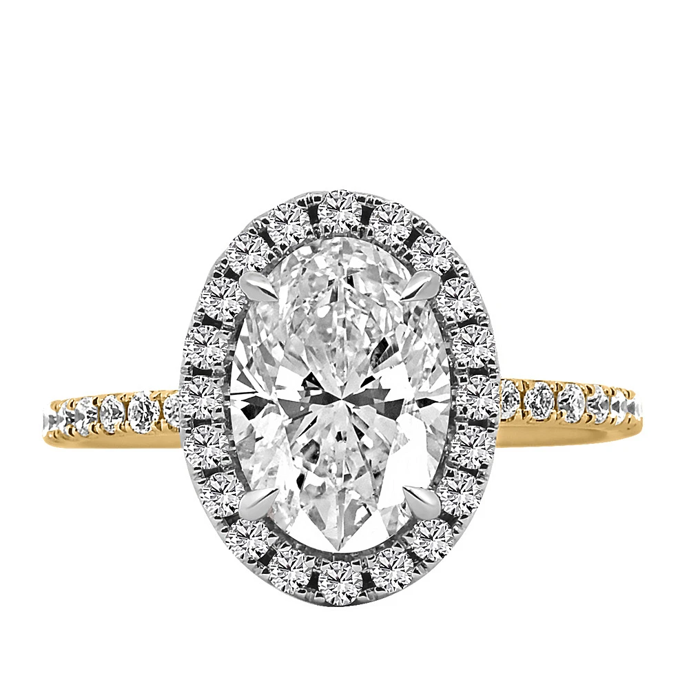 Oval Halo Engagement Ring with 2.50 Carat TW of Lab Created Diamonds in 14kt Yellow Gold