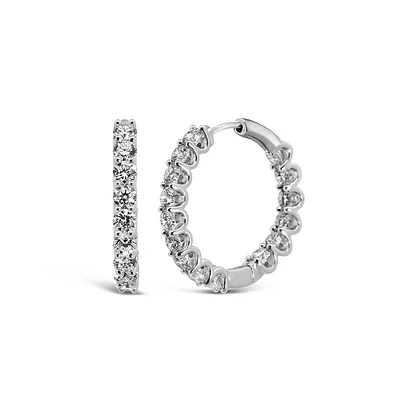 20MM Pave Hoop Earrings with 2.0 Carat TW of Lab Created Diamonds 14kt White Gold