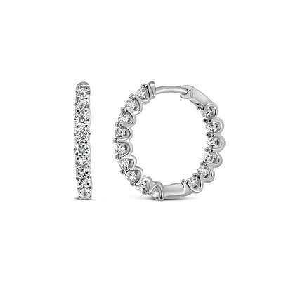 19MM Pave Hoop Earrings with 1.50 Carat TW of Lab Created Diamonds in 14kt White Gold