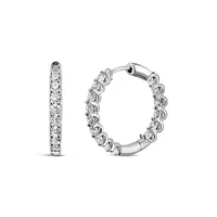 17MM Pave Hoop Earrings with 1.00 Carat TW of Lab Created Diamonds 14kt White Gold