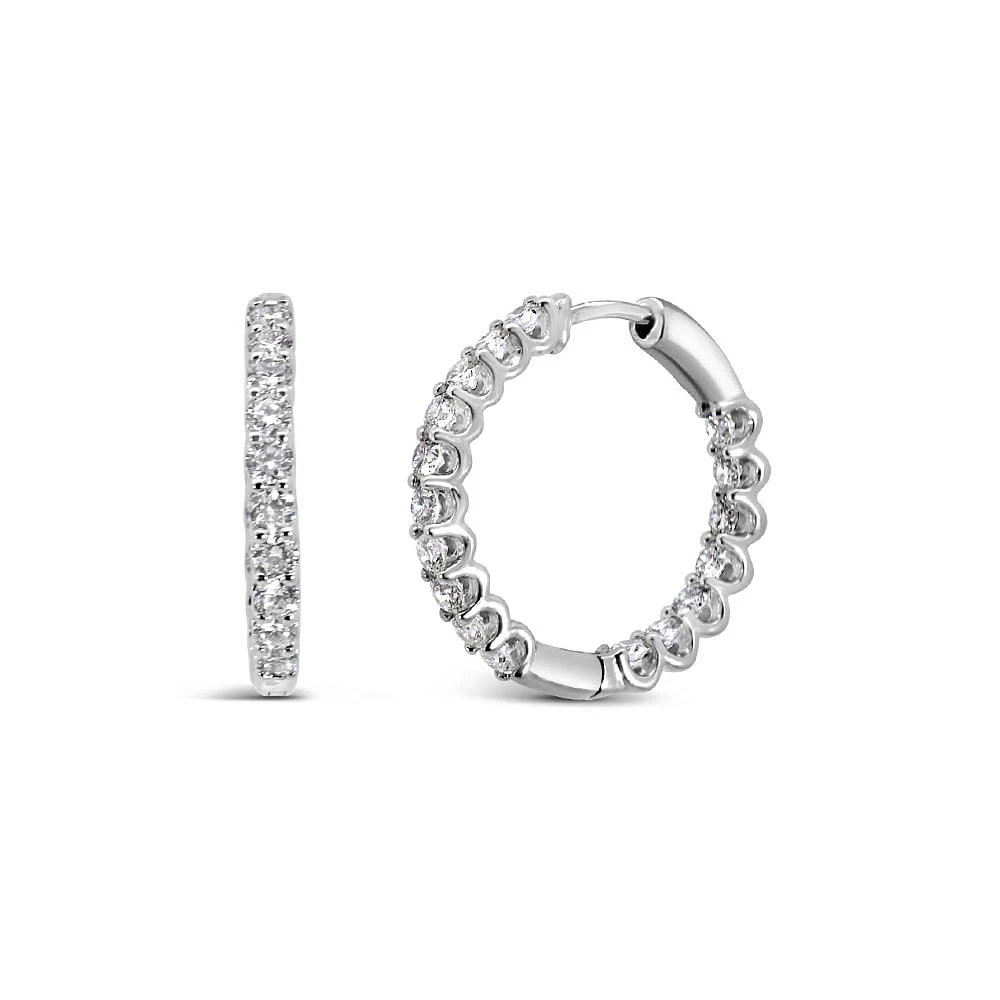 15MM Pave Hoop Earrings with .50 Carat TW of Lab Created Diamonds 14kt White Gold