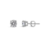 Classic Solitaire Stud Earrings with Carat TW of Lab Created Diamonds 14kt White Gold