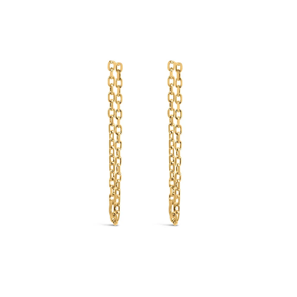 1″ Double Chain Earrings 10kt Yellow Gold