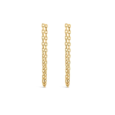 1″ Double Chain Earrings 10kt Yellow Gold